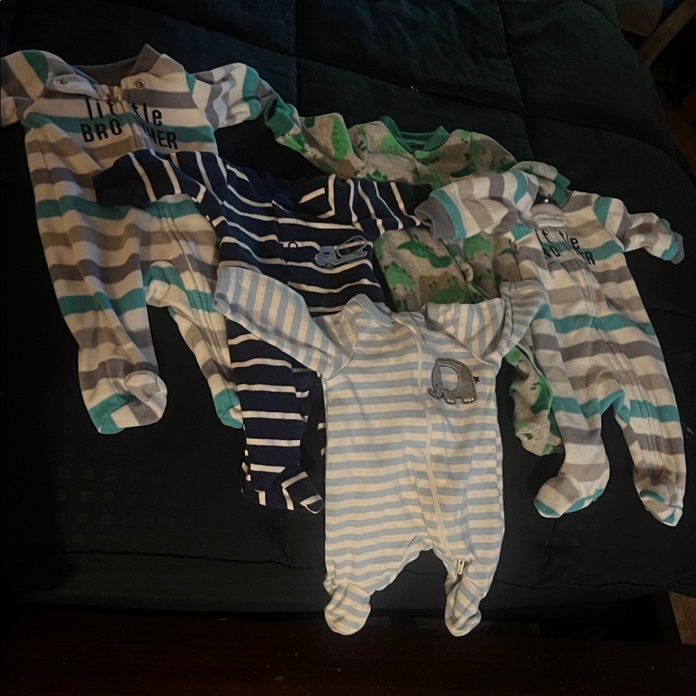 Carter's Blue and Green Dinosaur Footies Set
